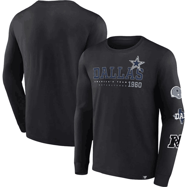 Men's Dallas Cowboys Black High Whip Pitcher Long Sleeve T-Shirt